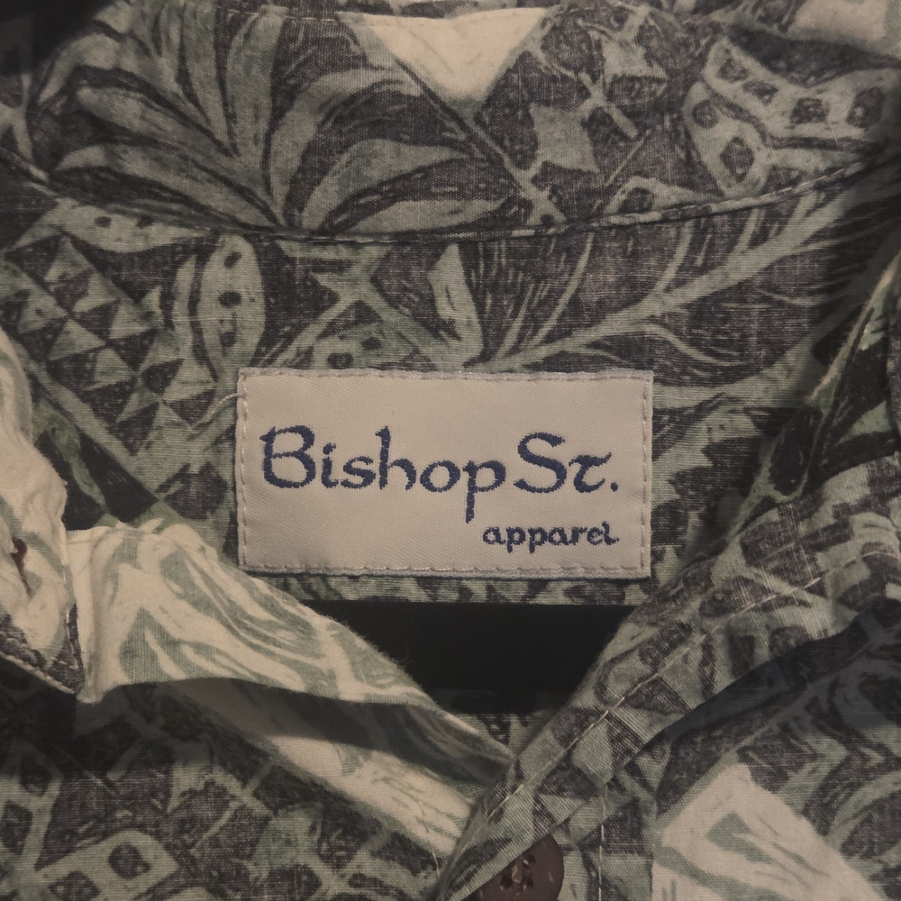 Bishop St. Apparel Green Hawaiian Shirt Men's Size XL Short Sleeve - Picture 3 of 5